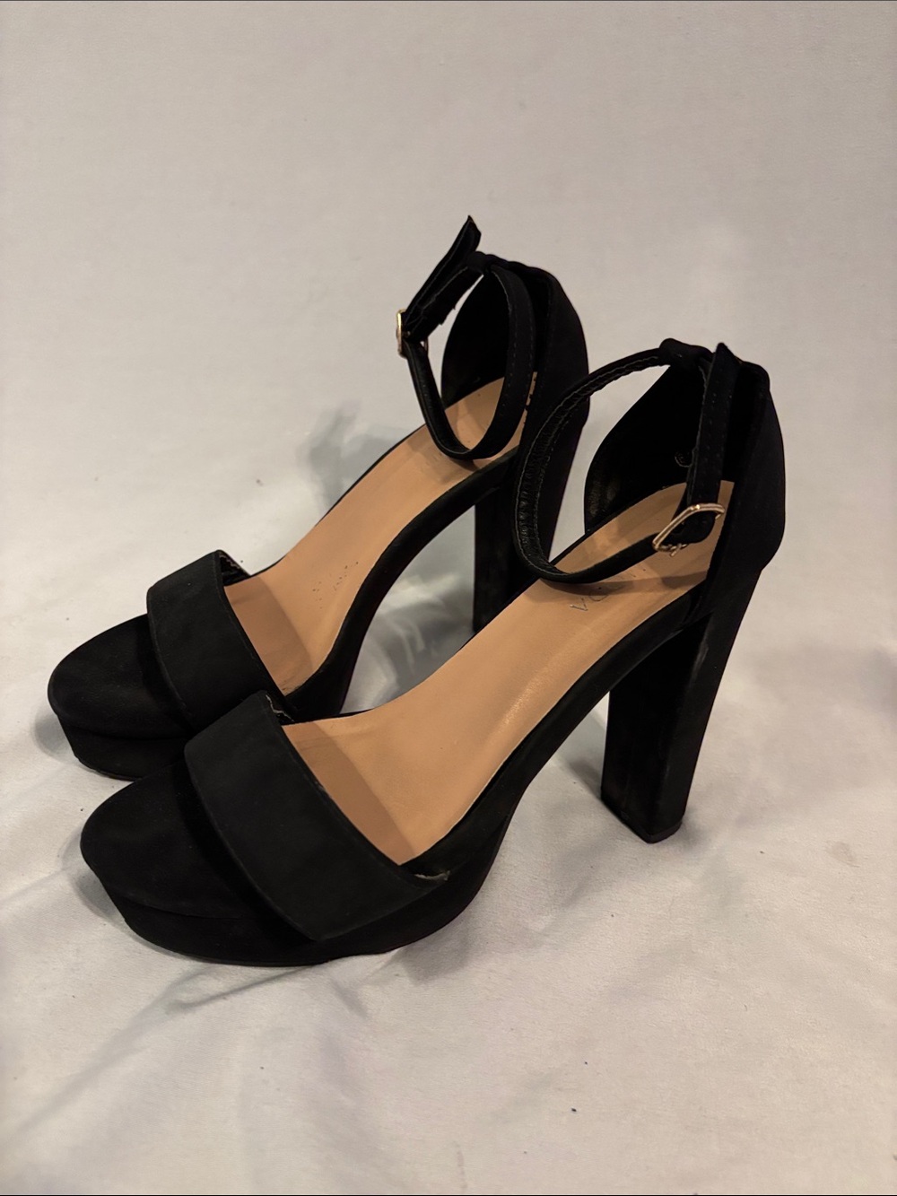 Top Moda black platform High Heel sandals ankle strap Size  6.5